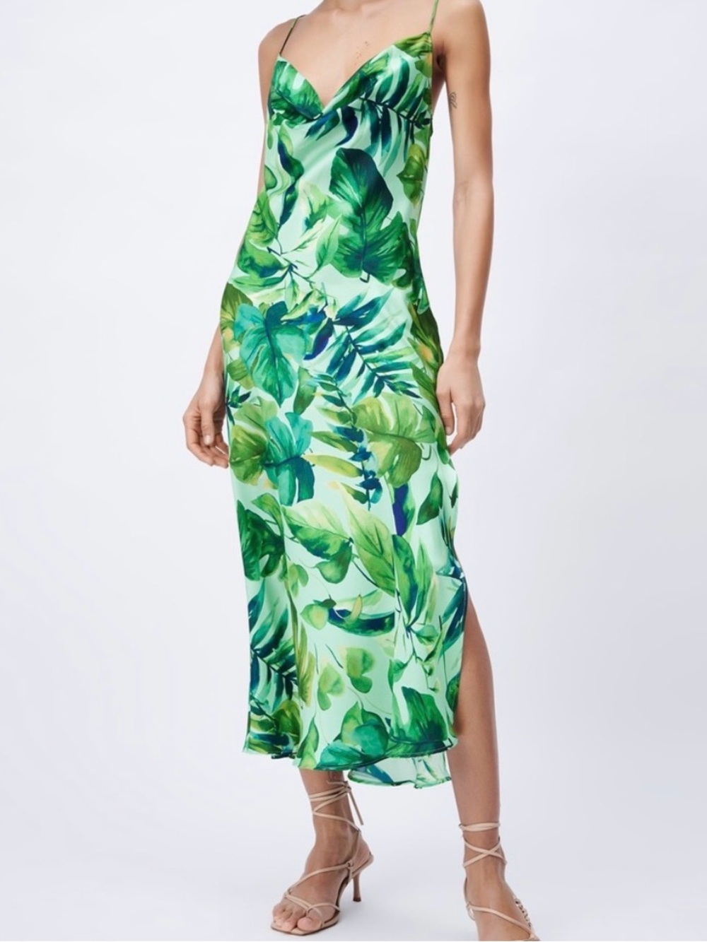 Zara Tropical Print Slip Dress